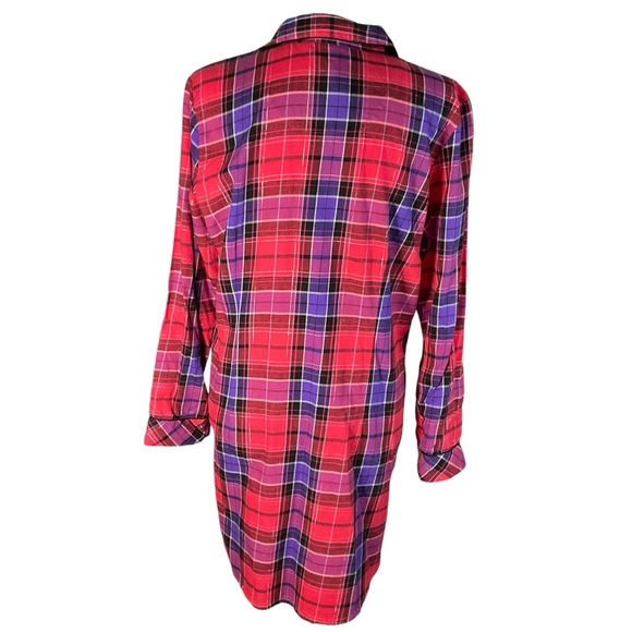 NWT Victoria's Secret Red Purple Plaid Cotton Sleep Shirt Size M - Picture 7 of 15
